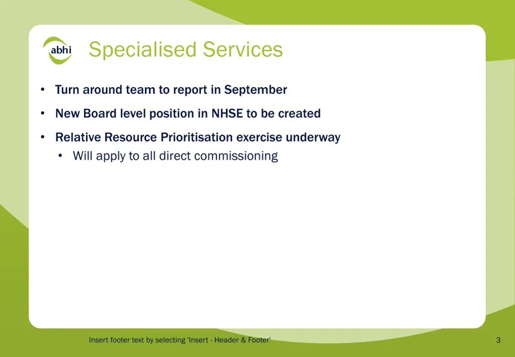 specialised services