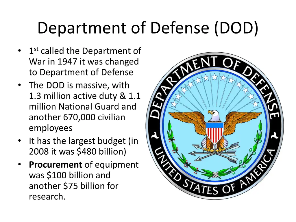 department of defense dod