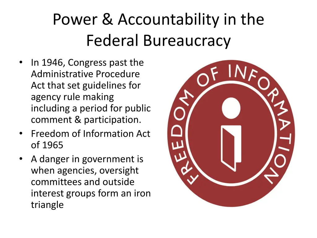 power accountability in the federal bureaucracy