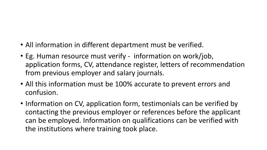 all information in different department must