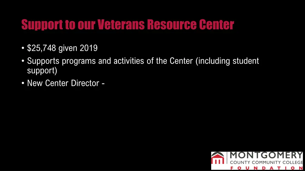 support to our veterans resource center