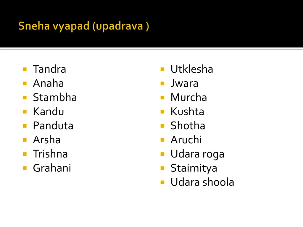 tandra anaha stambha kandu panduta arsha trishna