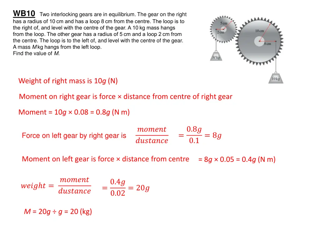 wb10 two interlocking gears are in equilibrium