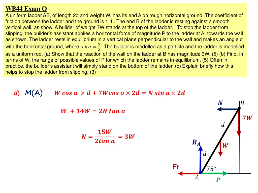 wb44 exam q a uniform ladder ab of length