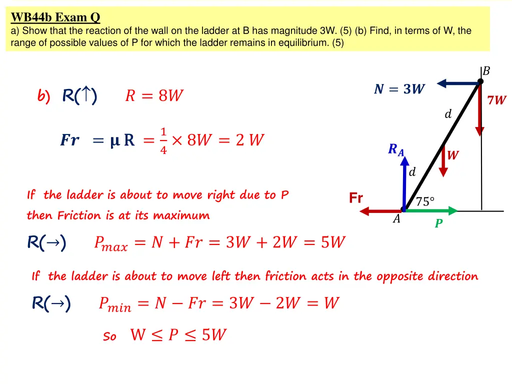 wb44b exam q a show that the reaction of the wall