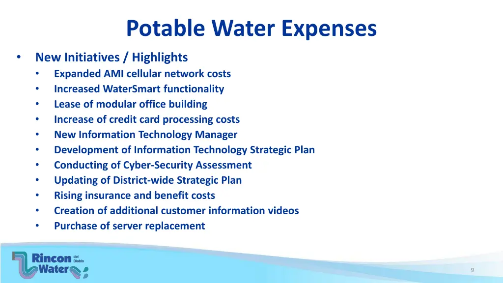 potable water expenses 1