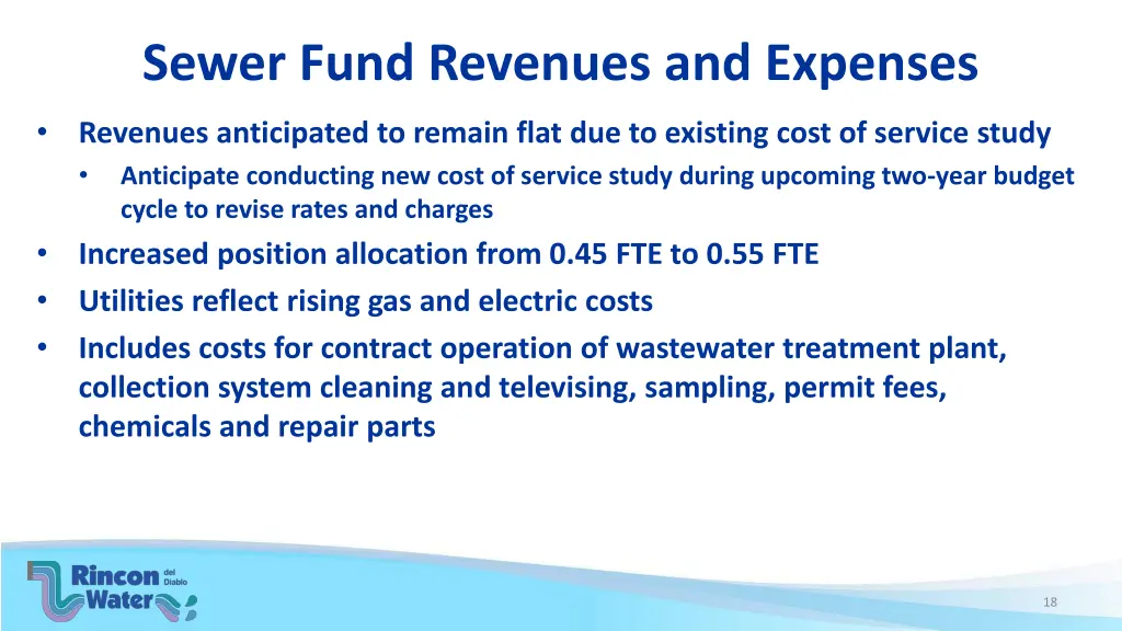 sewer fund revenues and expenses 1