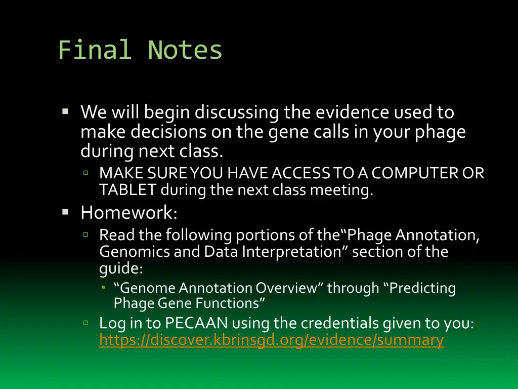 final notes