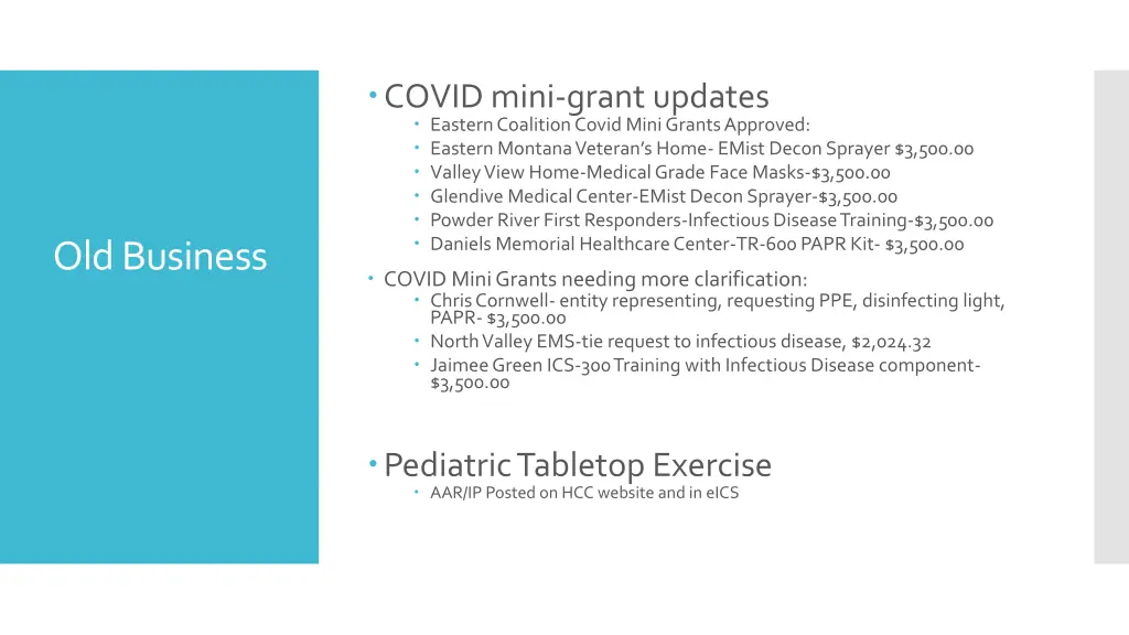 covid mini grant updates eastern coalition