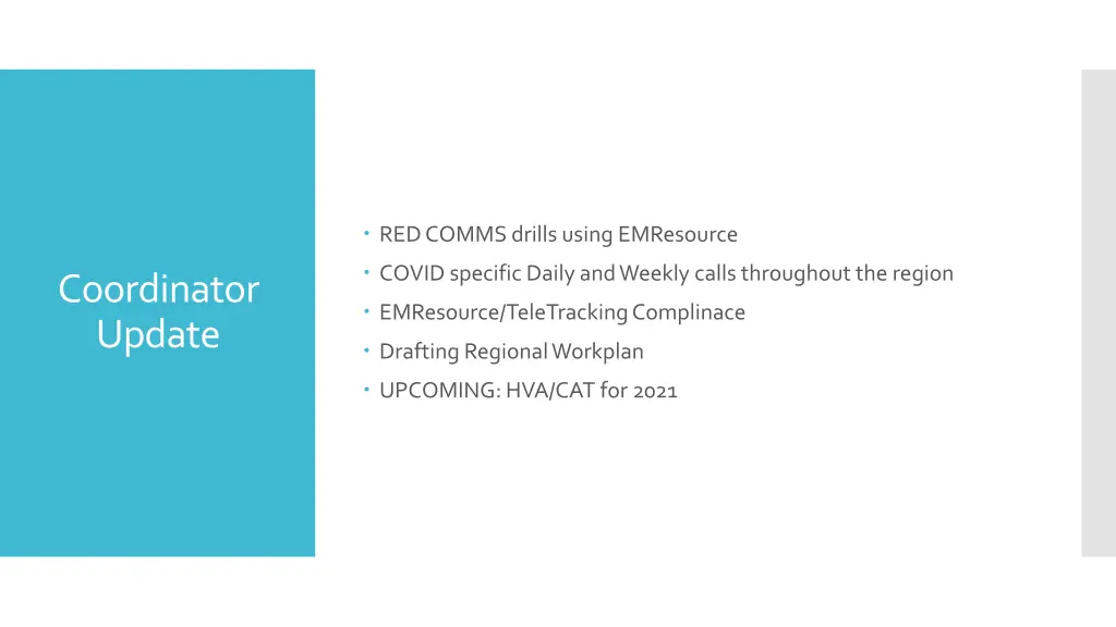 red comms drills using emresource