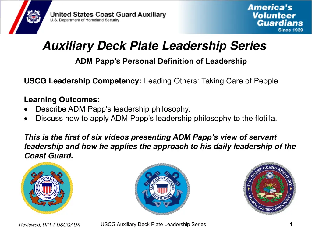 auxiliary deck plate leadership series