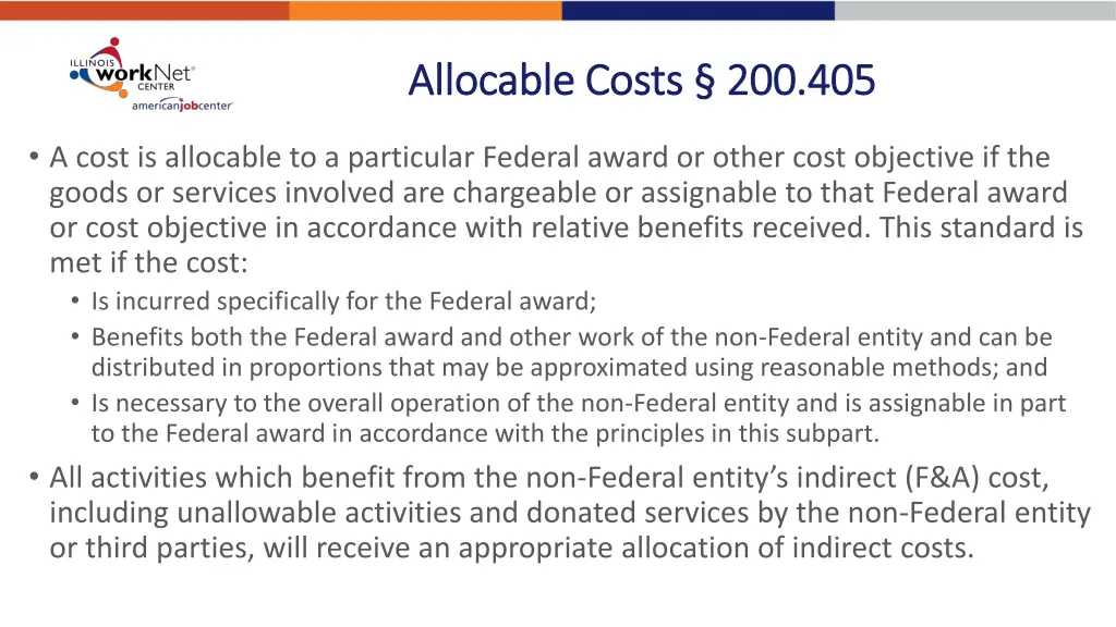 allocable costs allocable costs 200 405