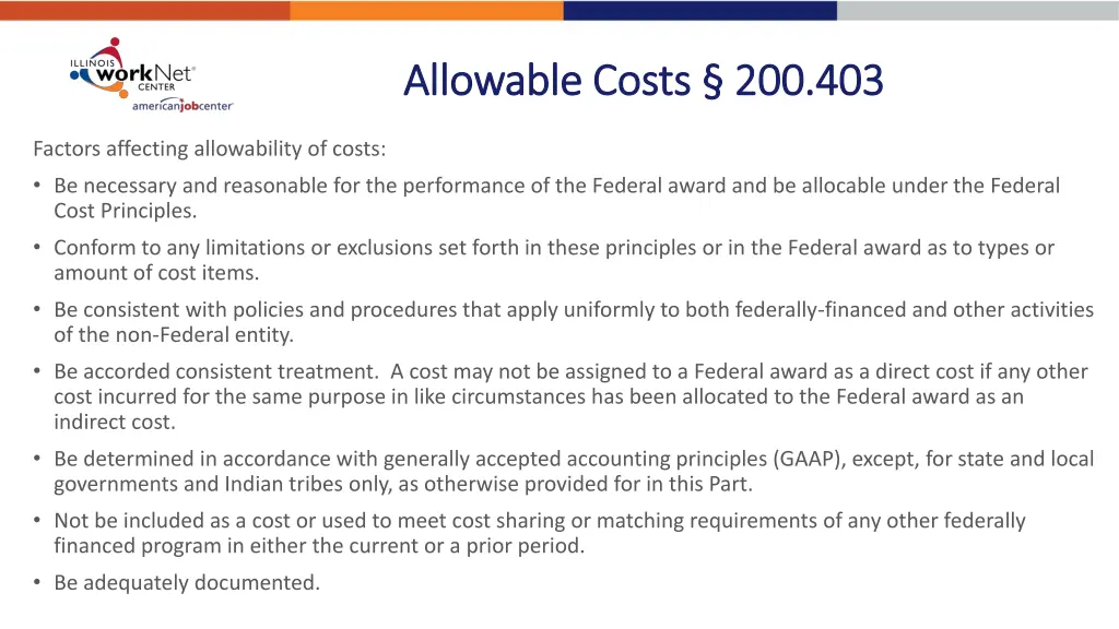 allowable costs allowable costs 200 403