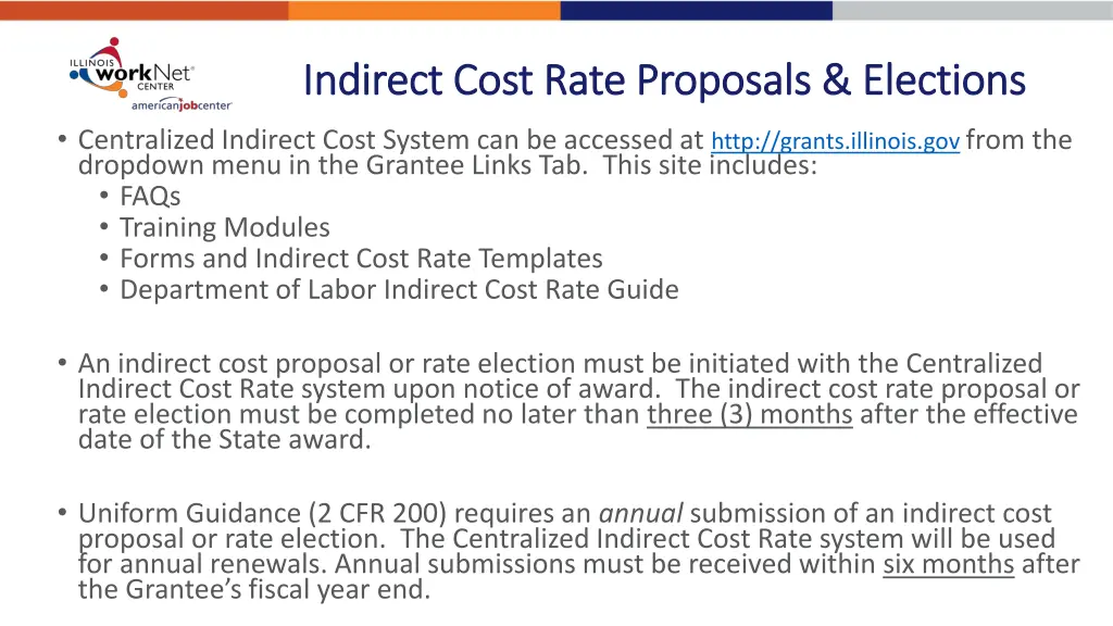 indirect cost rate proposals elections indirect