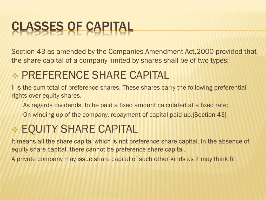 classes of capital