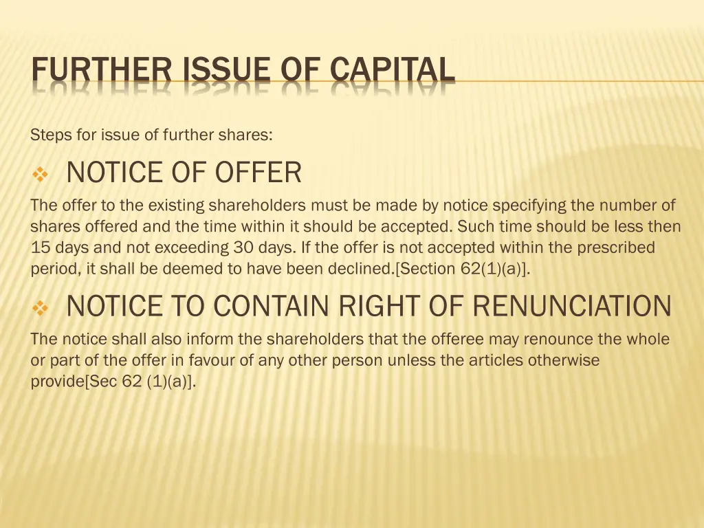 further issue of capital 1