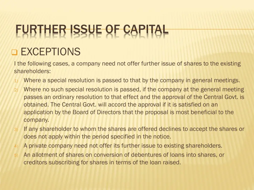 further issue of capital 2