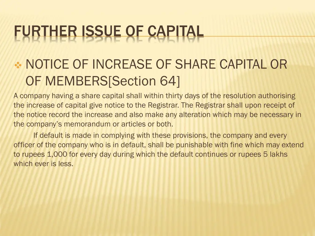 further issue of capital 4