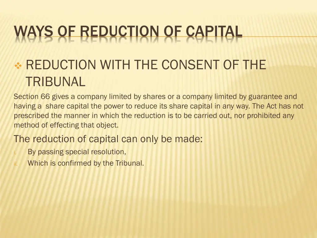 ways of reduction of capital 1