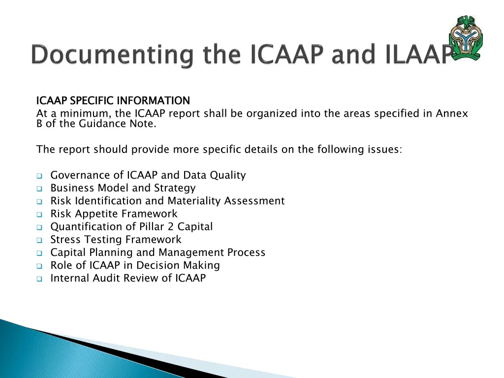 icaap specific information at a minimum the icaap