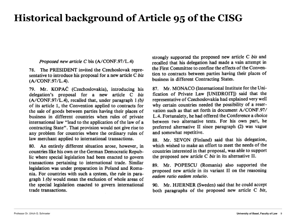 historical background of article 95 of the cisg
