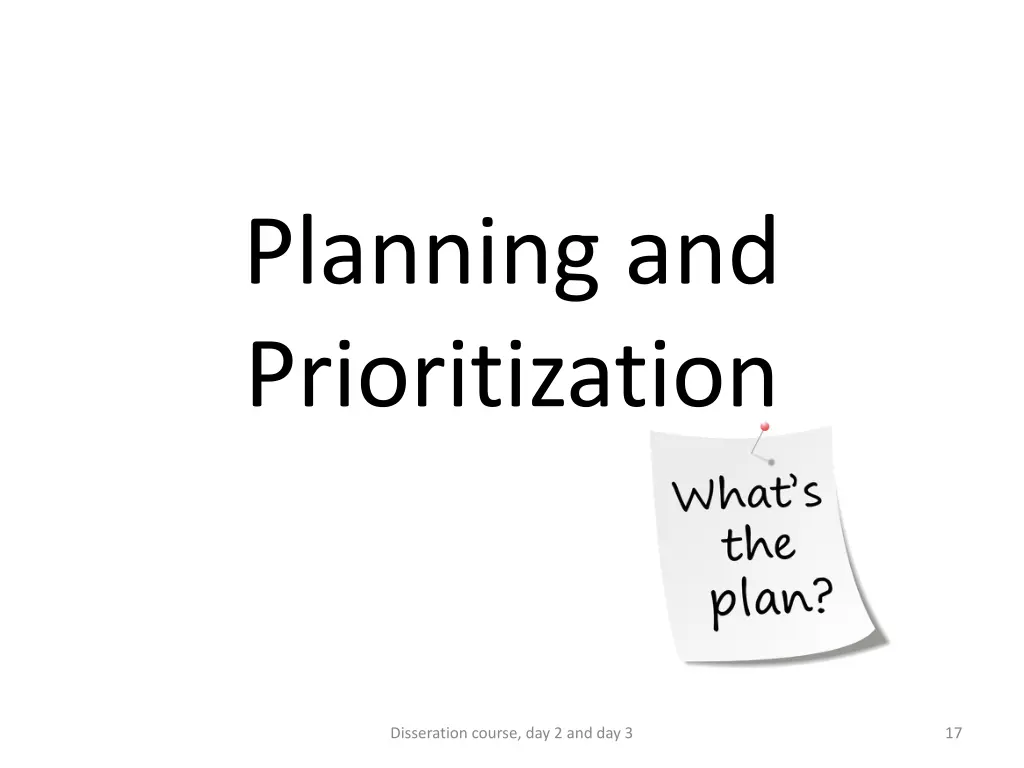 planning and prioritization