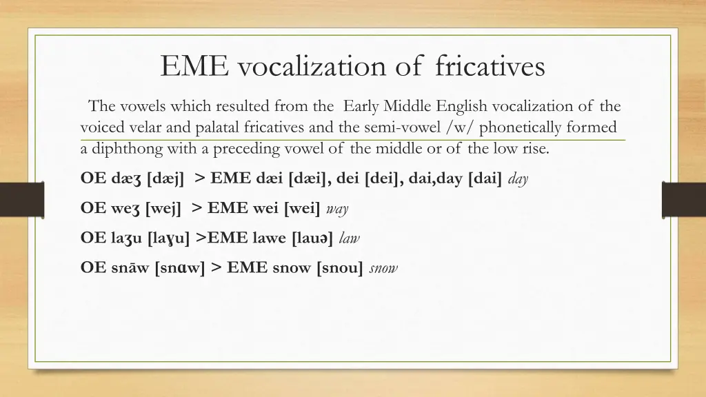 eme vocalization of fricatives