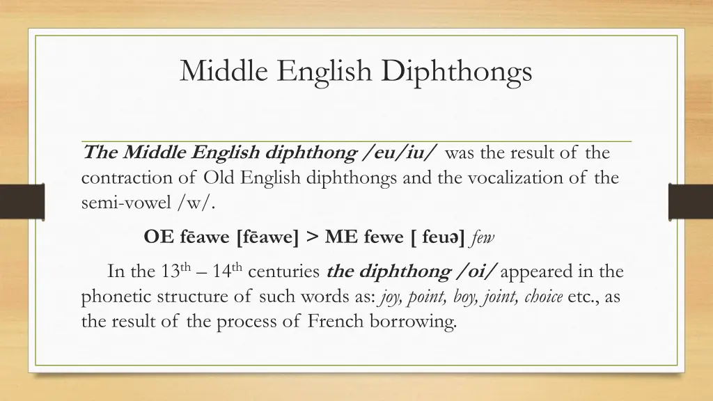 middle english diphthongs 1