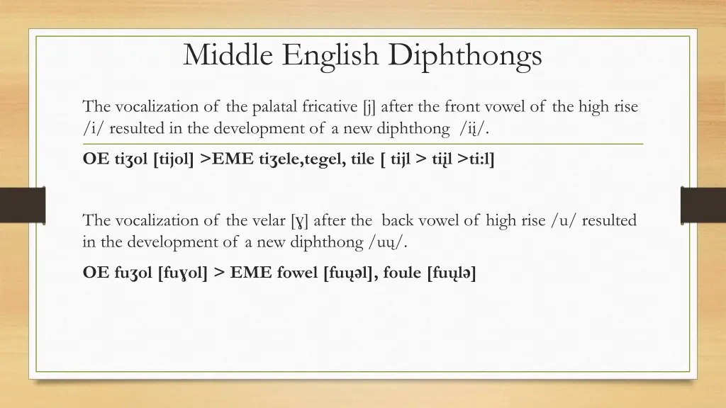 middle english diphthongs