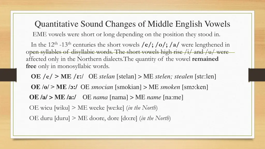quantitative sound changes of middle english