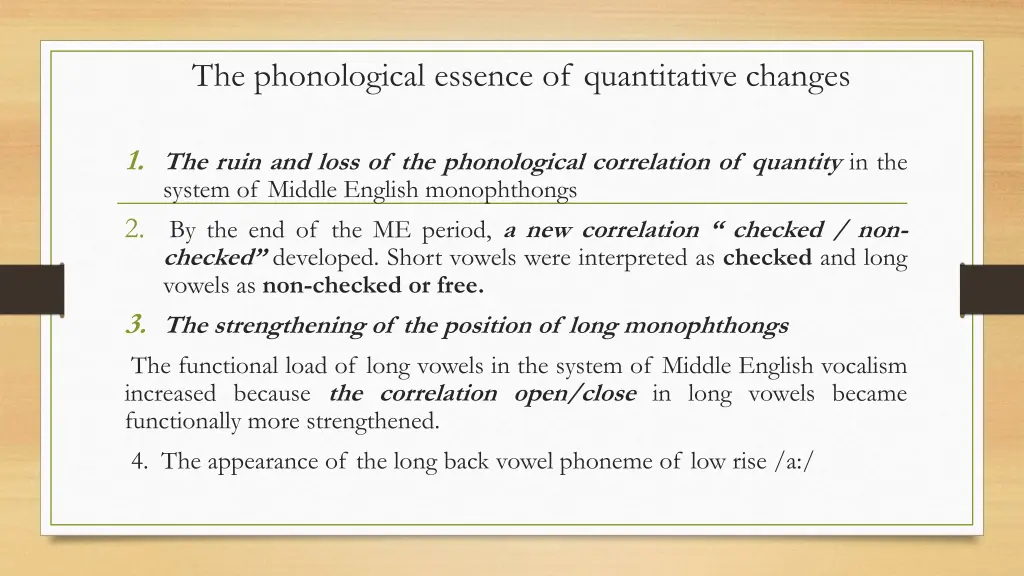 the phonological essence of quantitative changes
