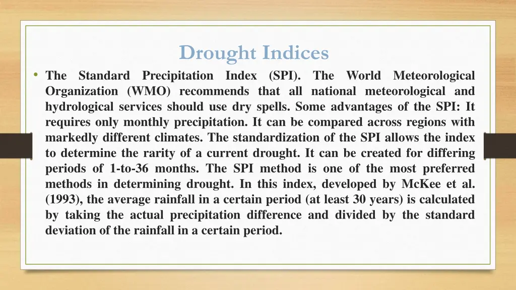 drought indices precipitation index