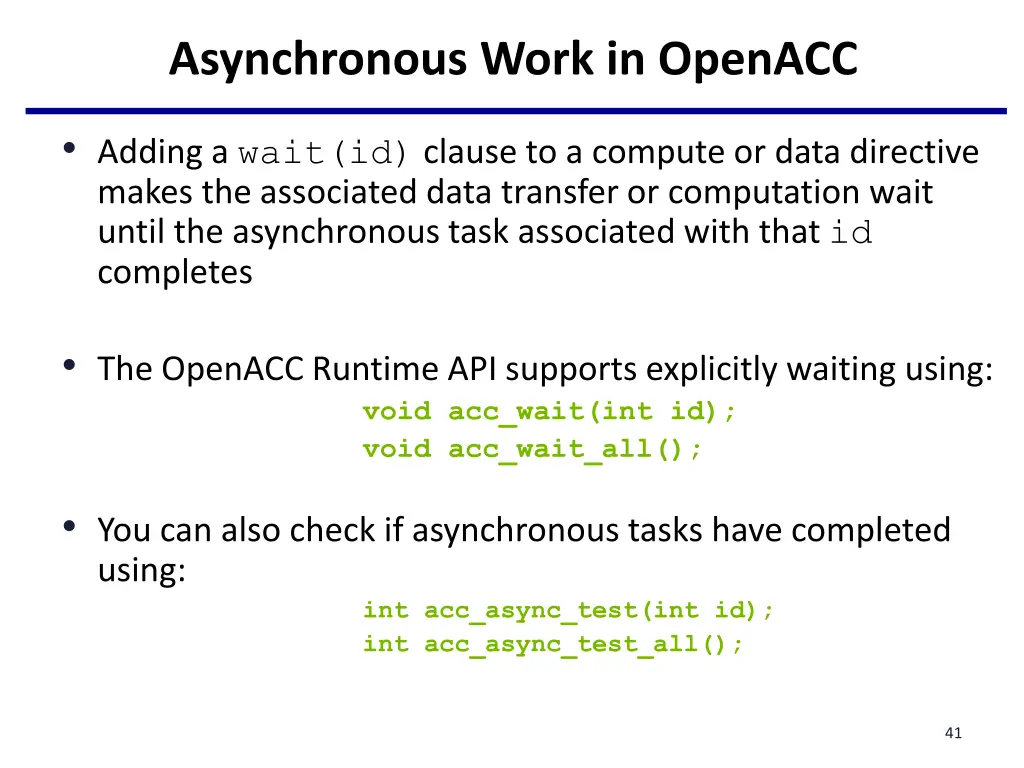 asynchronous work in openacc 5