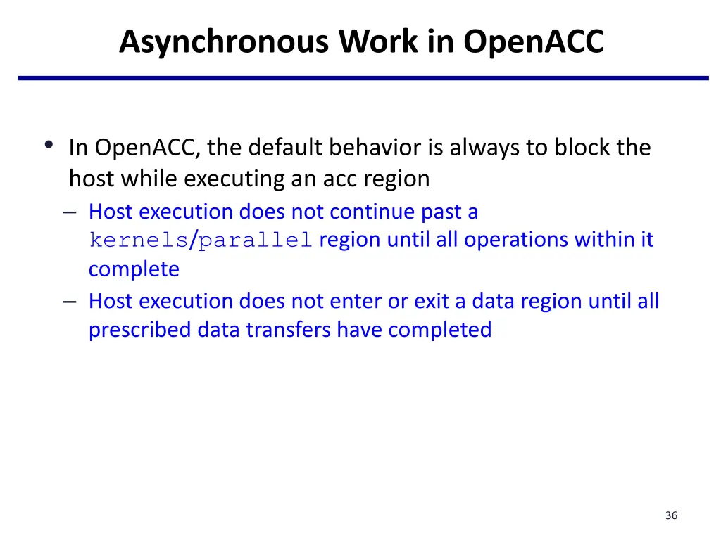 asynchronous work in openacc
