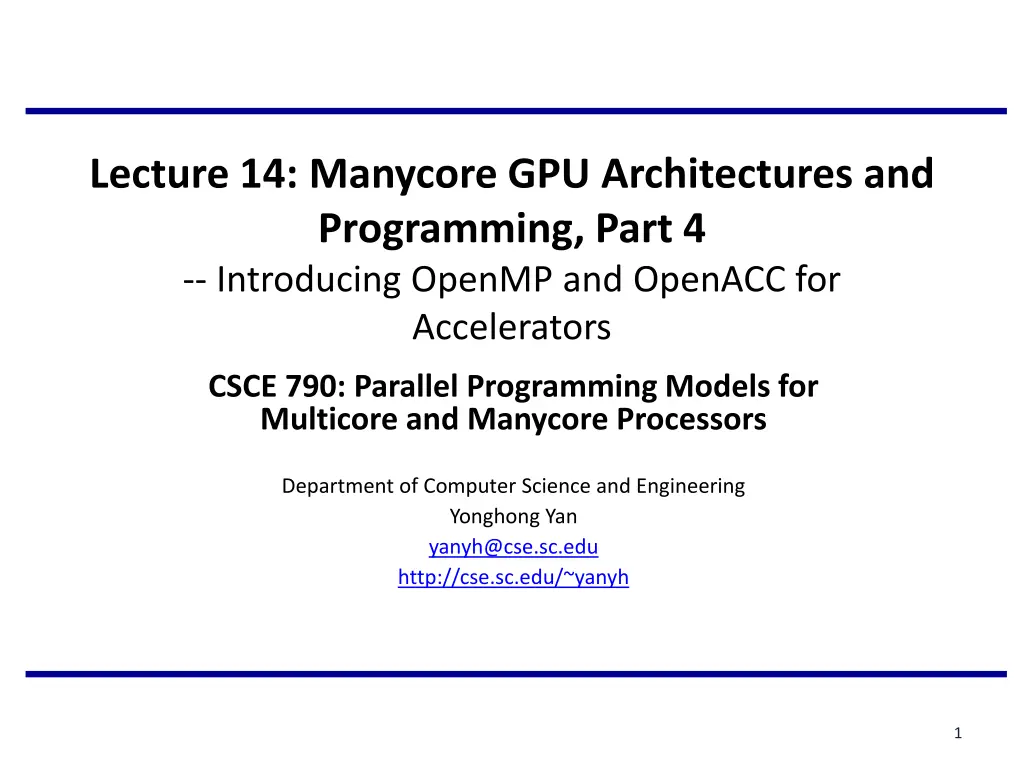 lecture 14 manycore gpu architectures