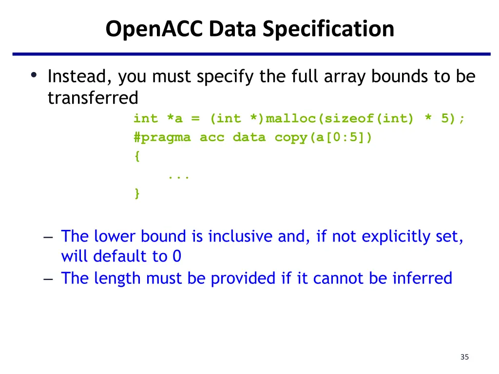 openacc data specification 2