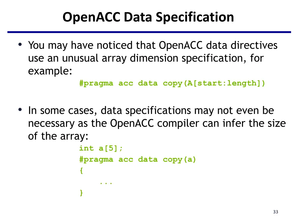 openacc data specification
