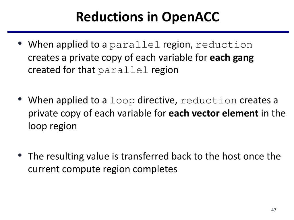 reductions in openacc 1