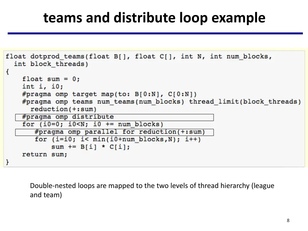 teams and distribute loop example