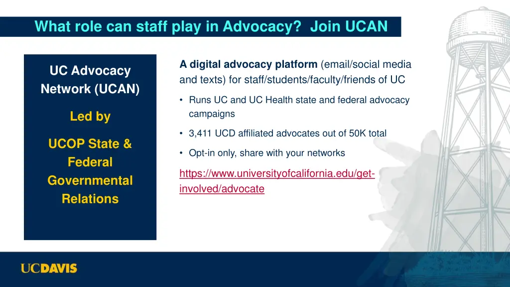 what role can staff play in advocacy join ucan