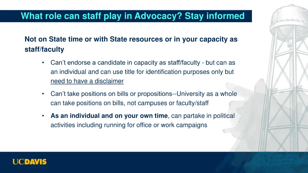 what role can staff play in advocacy stay informed 2