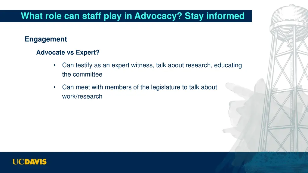 what role can staff play in advocacy stay informed 3
