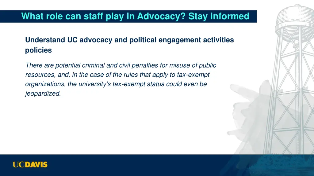 what role can staff play in advocacy stay informed