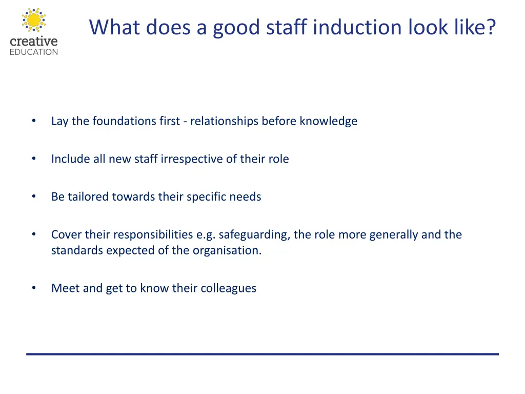 what does a good staff induction look like