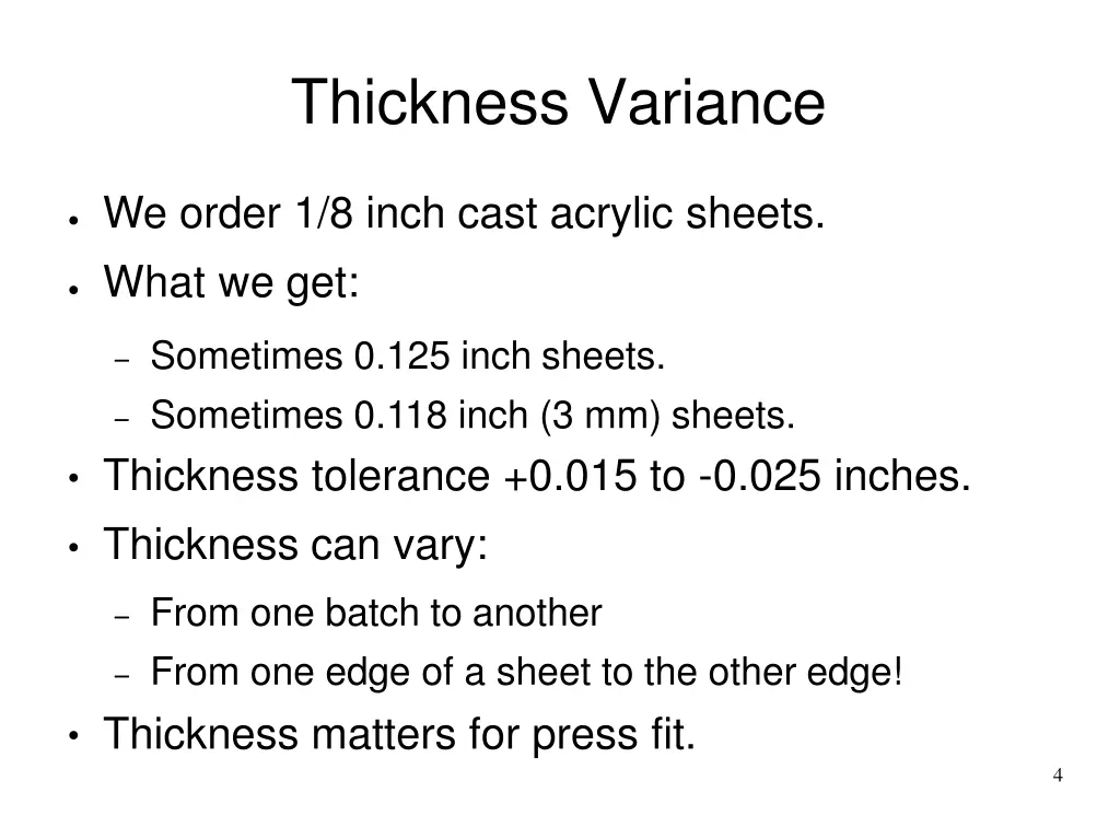 thickness variance