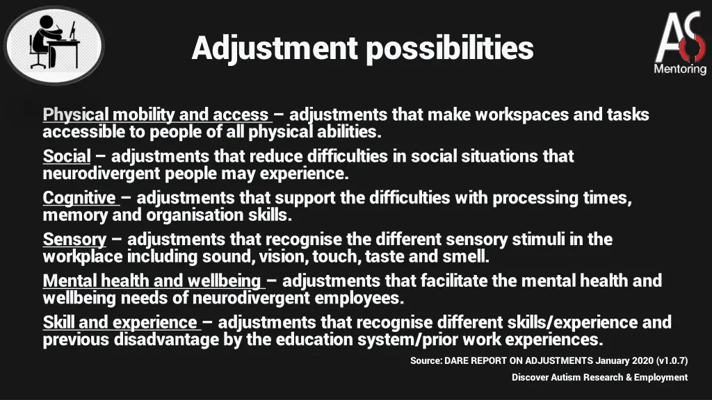 adjustment possibilities
