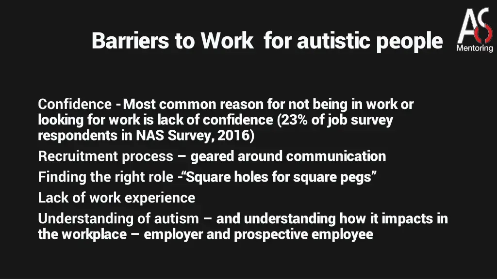 barriers to work for autistic people