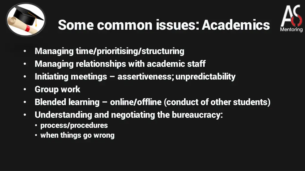 some common issues academics