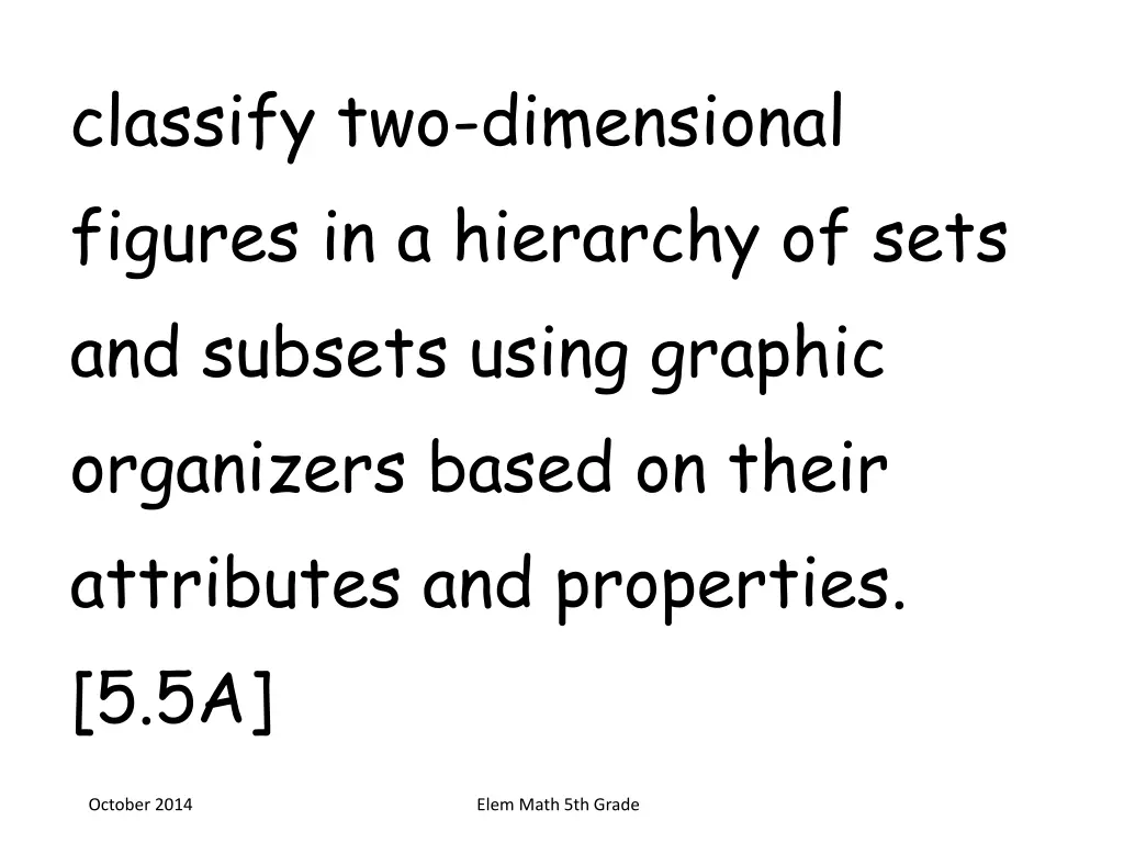 classify two dimensional figures in a hierarchy