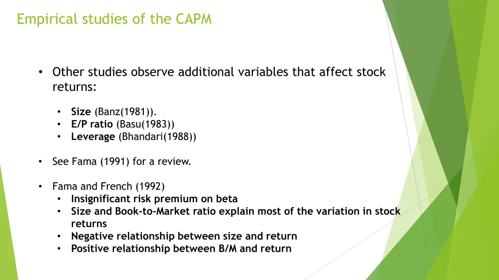 empirical studies of the capm 1